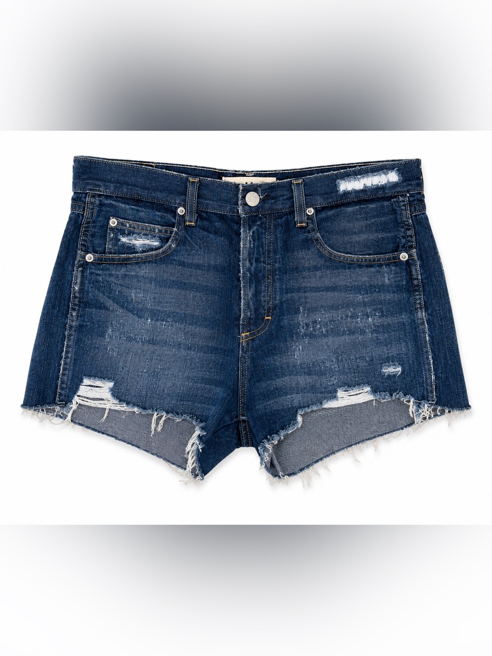 AMO Tomboy Denim Shorts Women’s 28 Blue Nile Distressed Raw Hem Button Fly USA